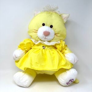 Vintage 1986 Fisher Price Puffalump Yellow Kitten Kitty Cat With Dress 17"